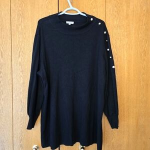 Laura Elegant Black Button-Detail Women's Top, 2XL EUC